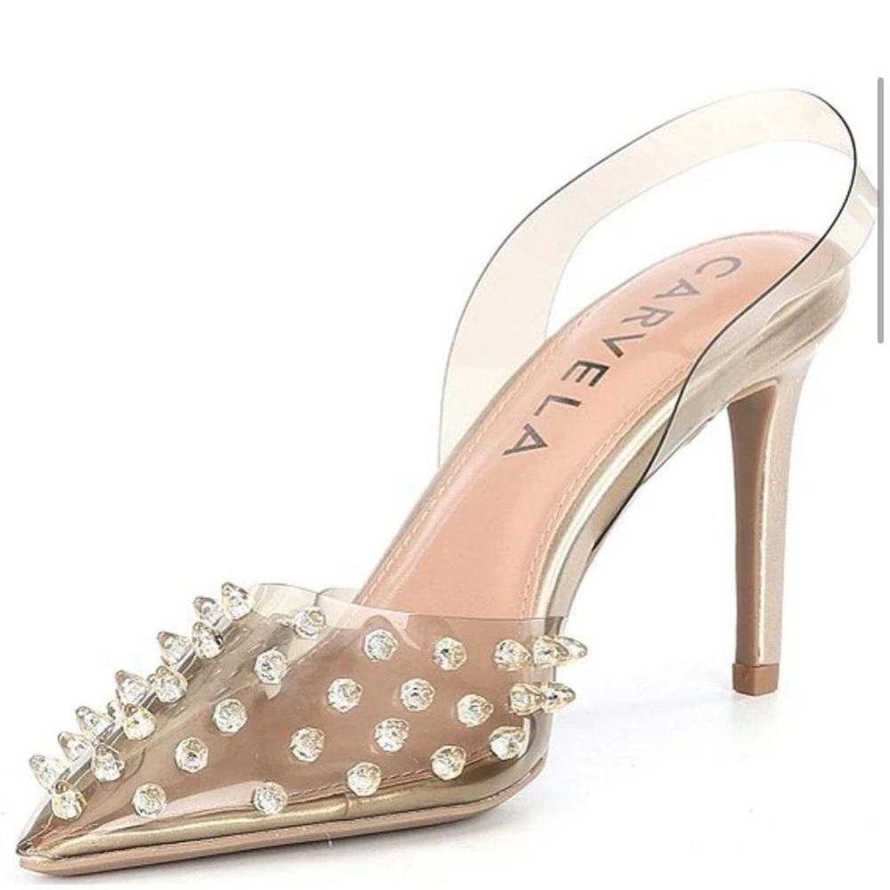 Carvela Lapis Clear Studded Sling Pumps 6.5